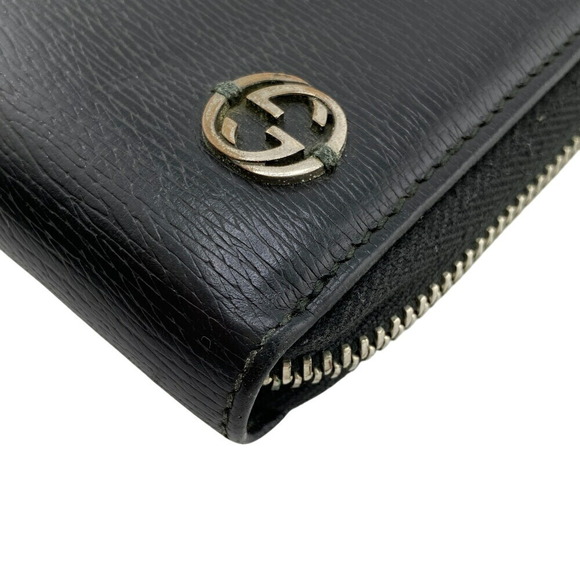 Gucci Round Zipper Interlocking GG Long Wallet Card Slots Coin Black - Picture 3 of 9